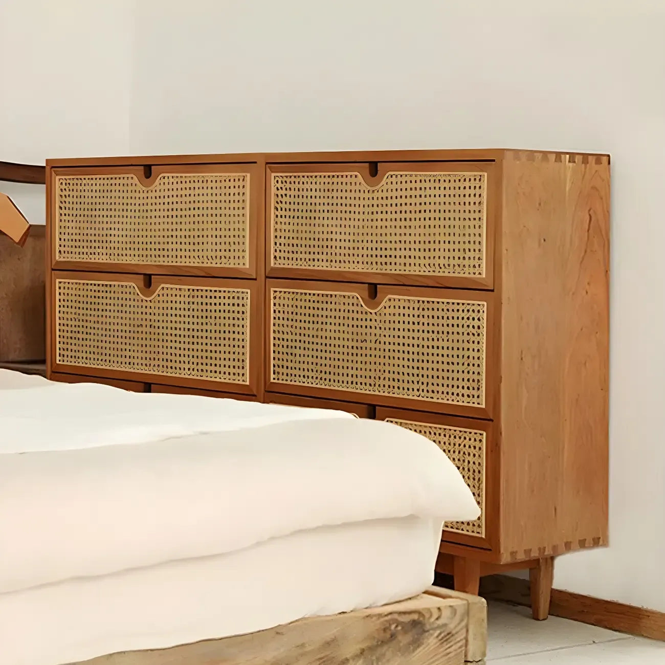 Tropical Natural Dressers with 3-Drawers & Rattan Doors