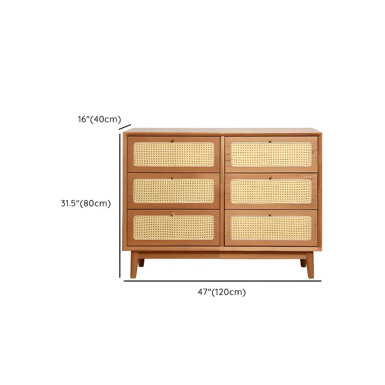 Tropical Natural Dressers with 3-Drawers & Rattan Doors