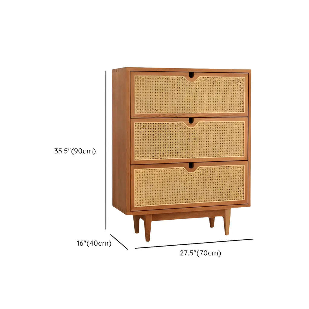 Tropical Natural Dressers with 3-Drawers & Rattan Doors