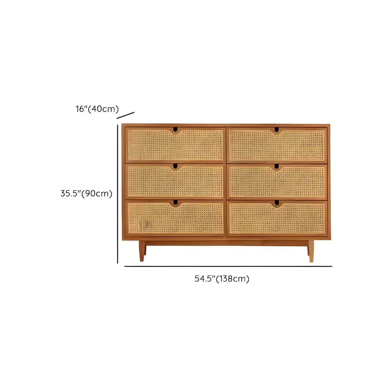 Tropical Natural Dressers with 3-Drawers & Rattan Doors