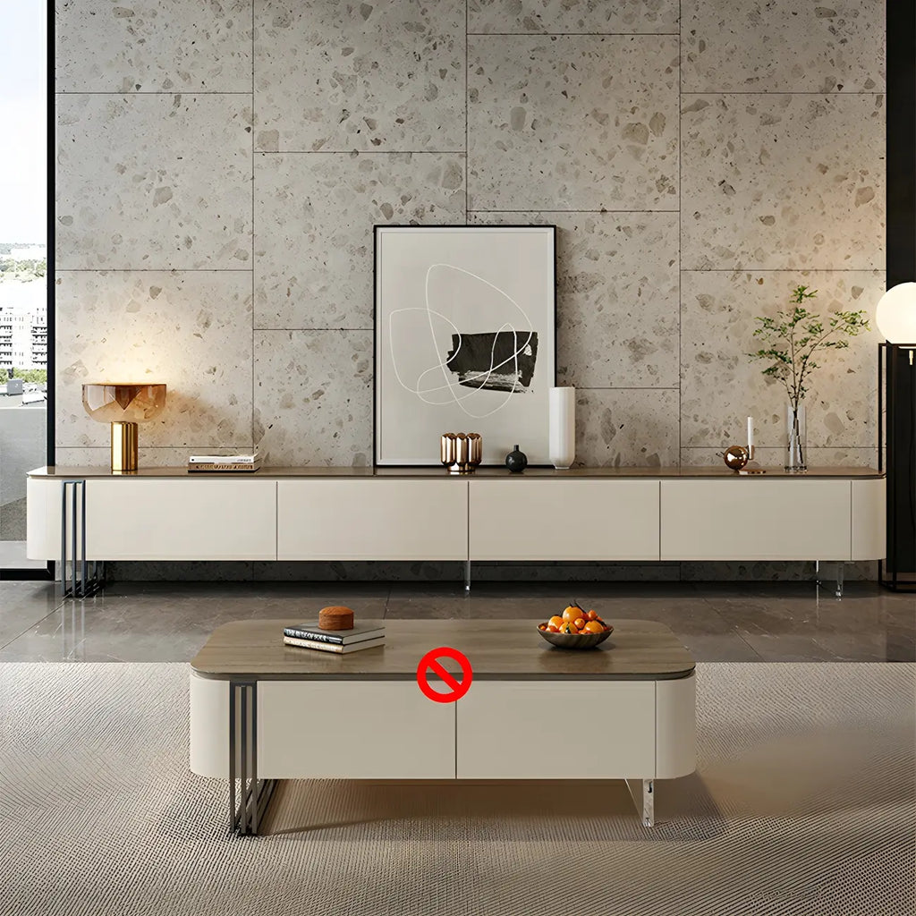 71 White Modern Wood Long TV Stand with 4-Drawers Storage