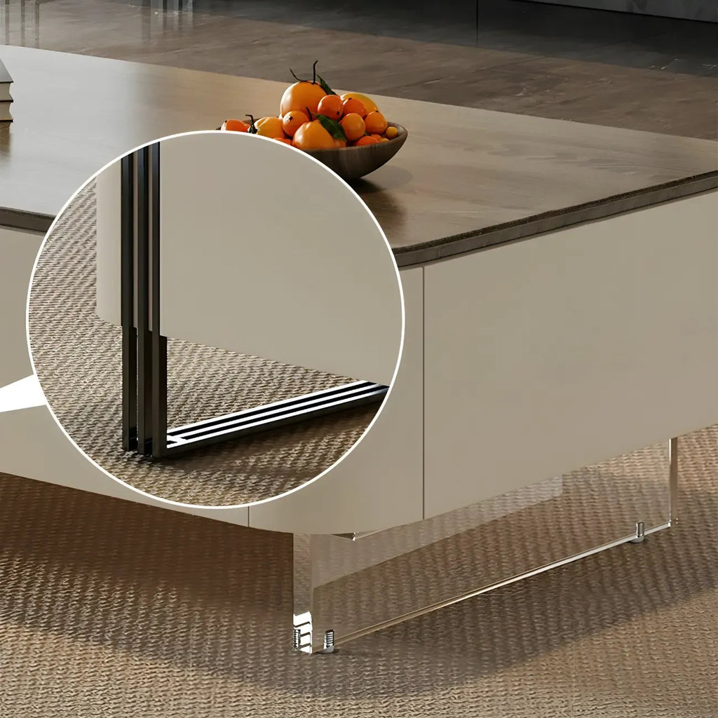 71 White Modern Wood Long TV Stand with 4-Drawers Storage