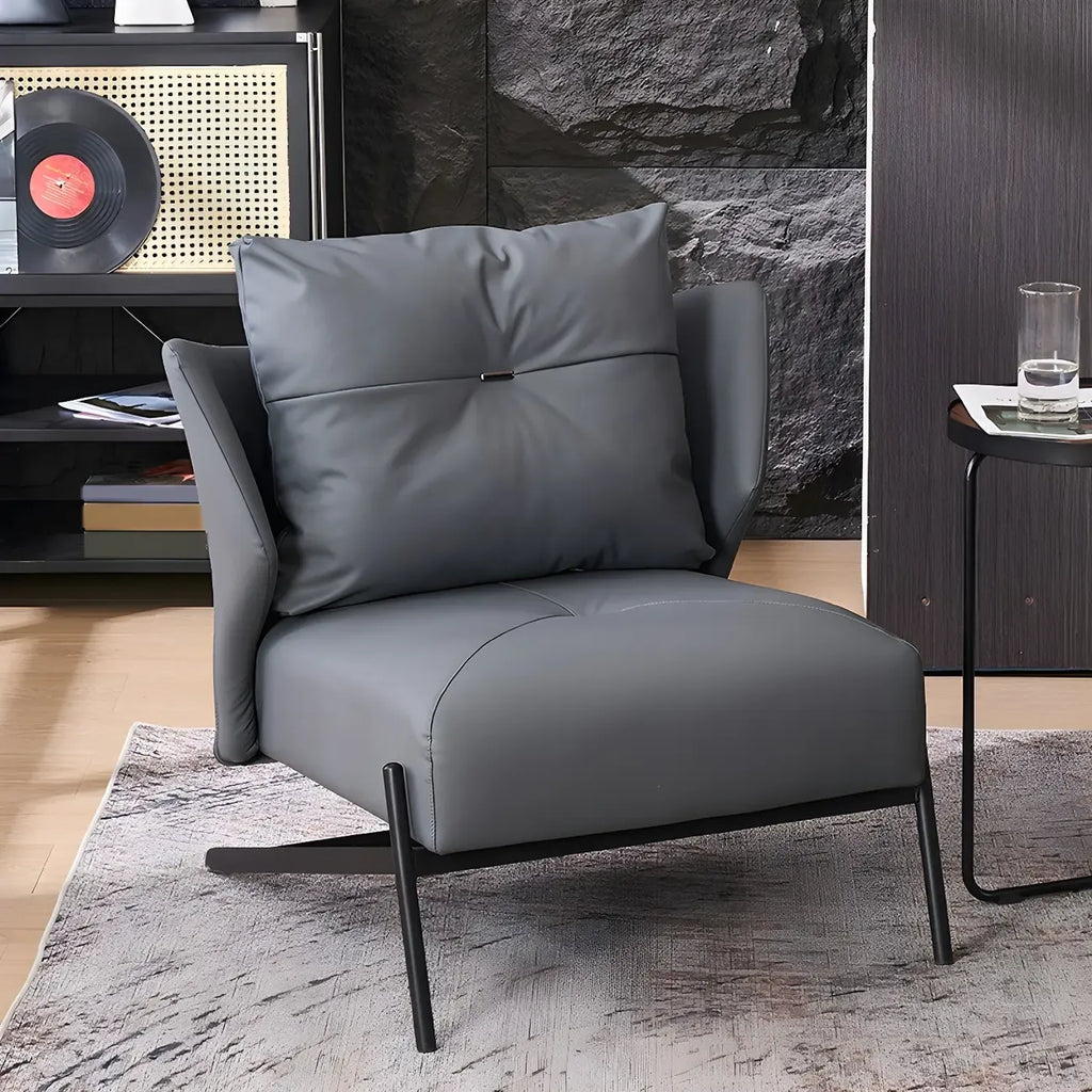Modern Cat-Resistant Leather High Back Accent Chair
