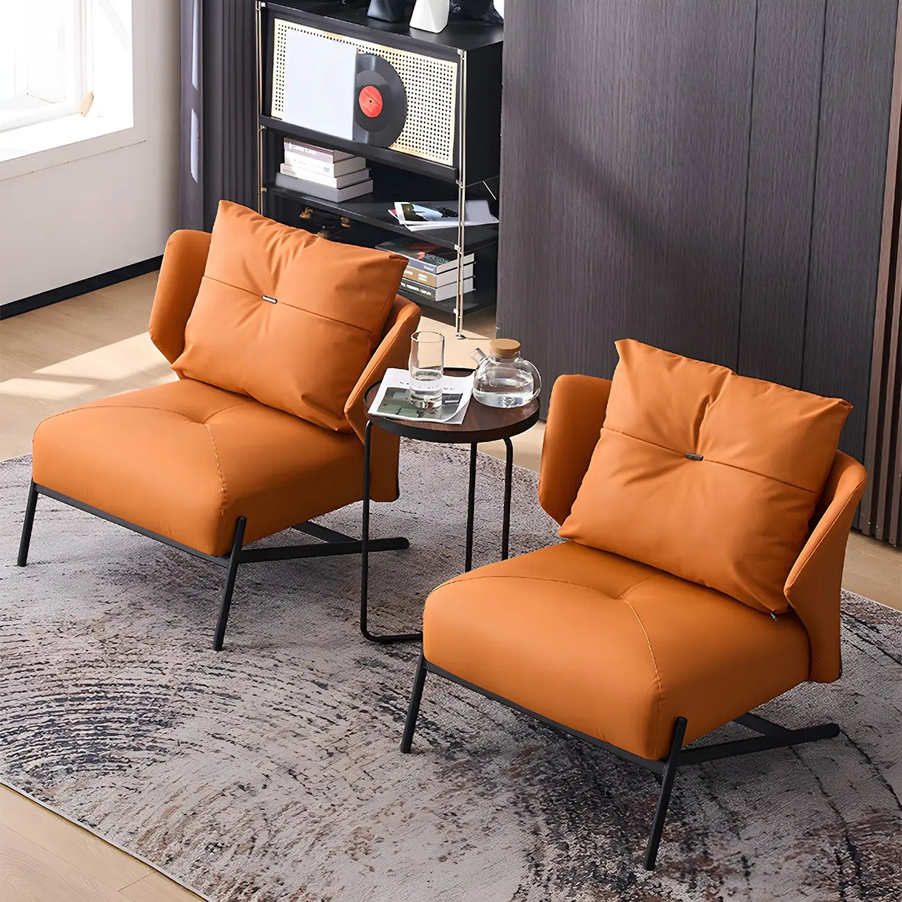 Modern Cat-Resistant Leather High Back Accent Chair