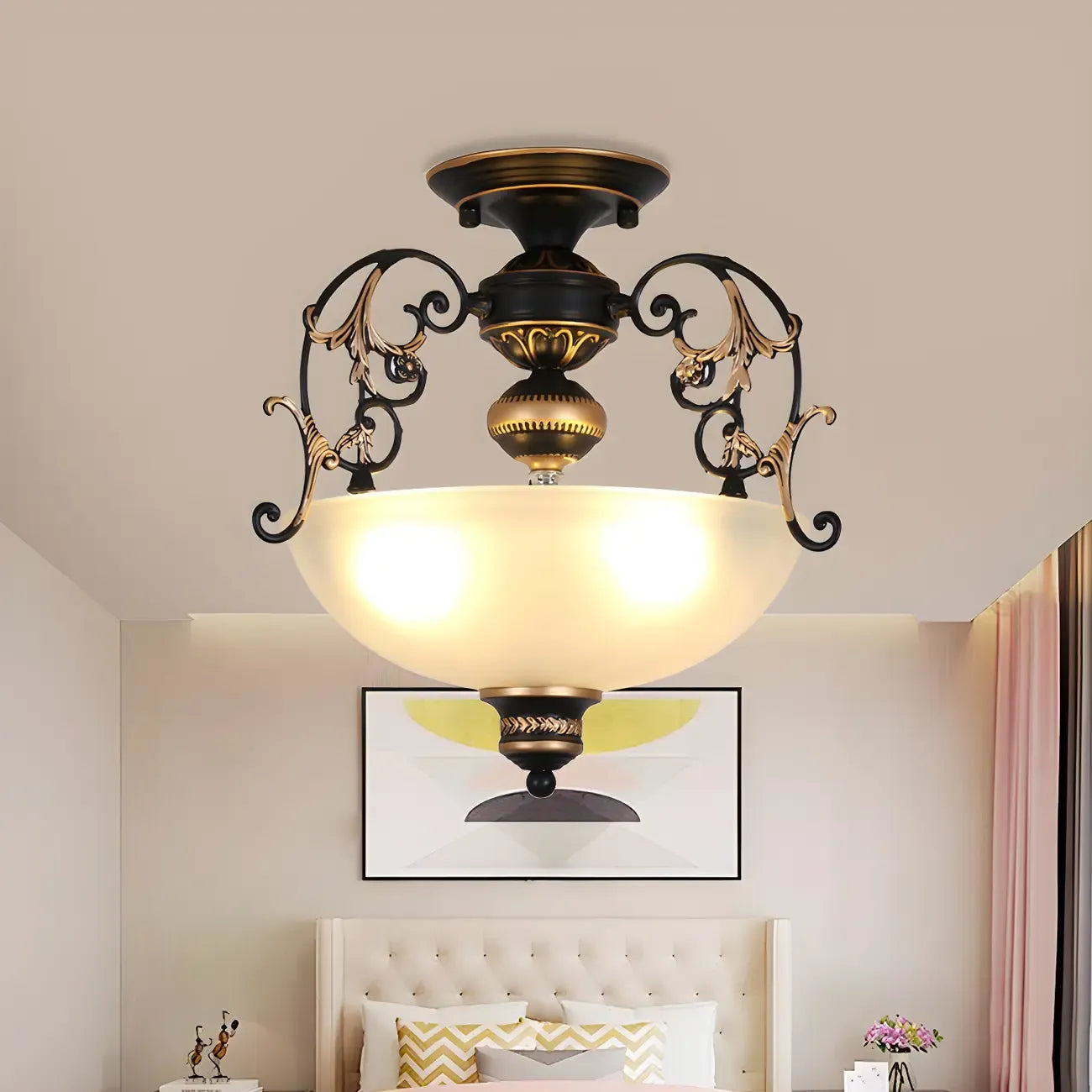 Modern Vintage LED Semi-Flush Ceiling Light with 3-Light