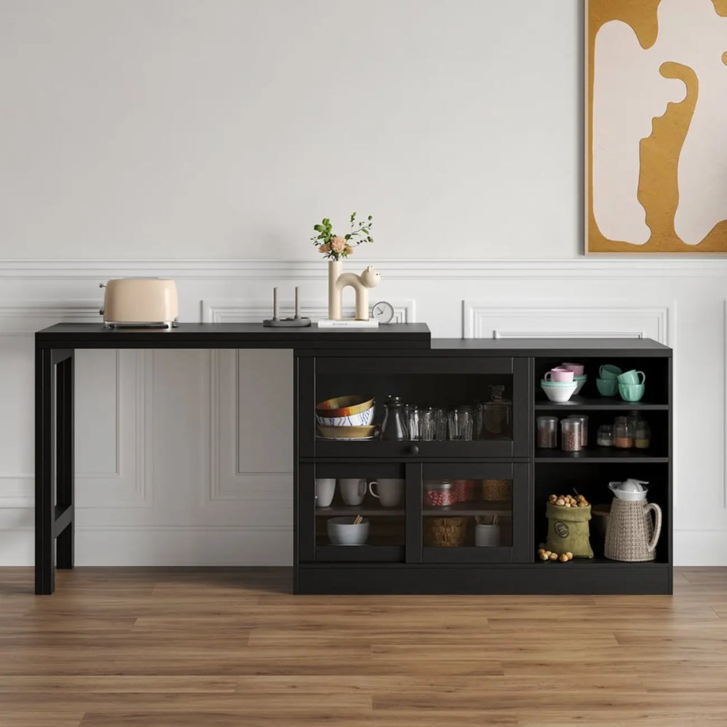 Farmhouse Extendable Black MDF Sideboard