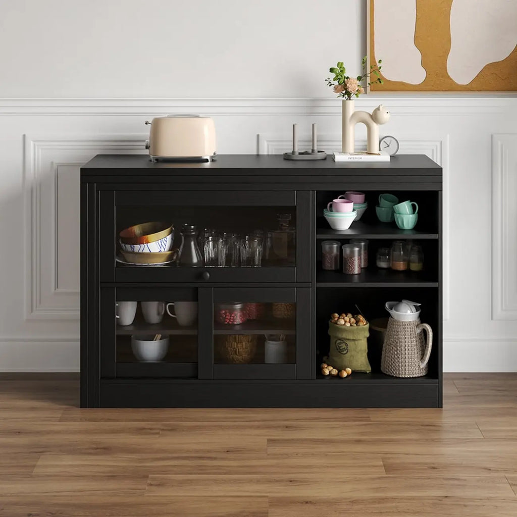 Farmhouse Extendable Black MDF Sideboard